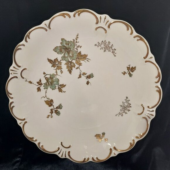 Serving Platter E&R Charger Dark Green Gold  Bavaria Germany 11 1/4" Diameter - Picture 1 of 9